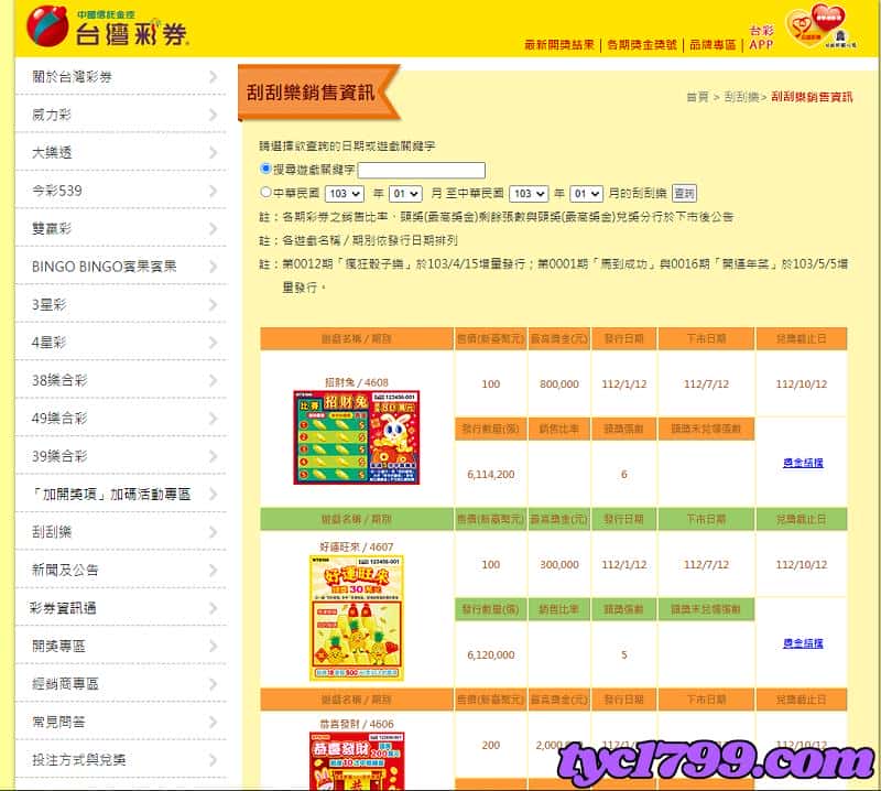 刮刮樂中獎機率查詢