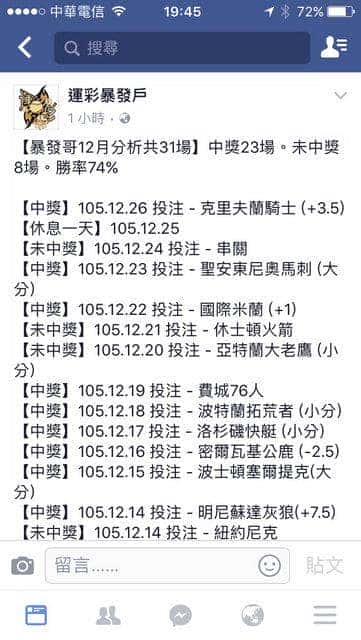免費群組的名號吸引人 勝率紀錄截圖