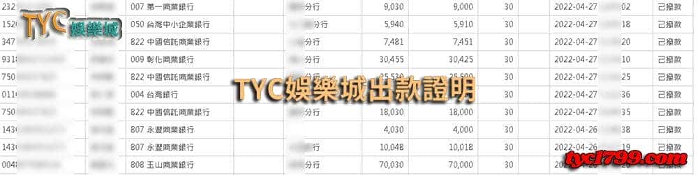 世足運彩玩tyc娛樂城，出金效率只有快