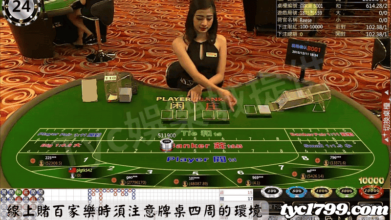 線上賭百家樂時須注意牌桌四周的環境