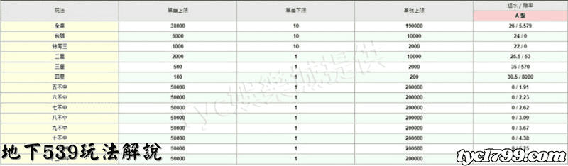 地下539玩法解說