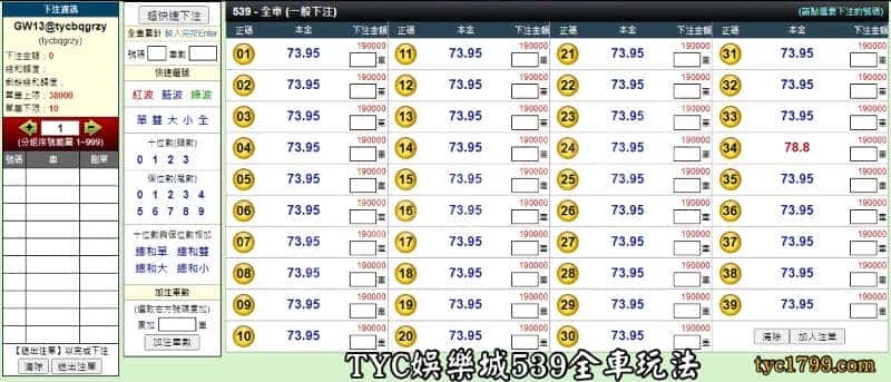 天天娛樂城539全車玩法