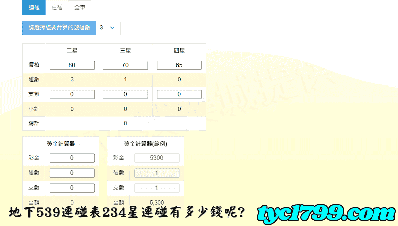 地下539連碰表234星連碰有多少錢呢?
