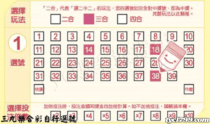 三九樂合彩自行選號