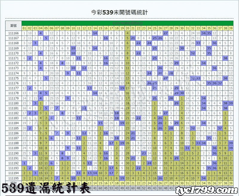 539遺漏統計表
