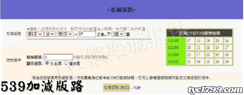 539加減版路