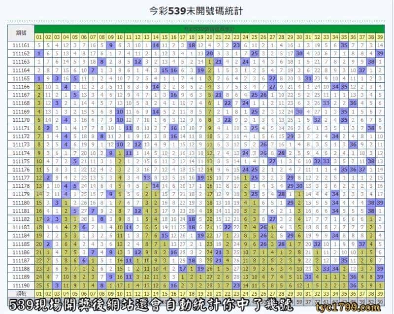 539現場開獎後網站還會自動統計你中了幾號
